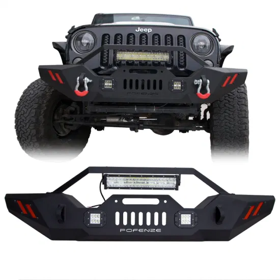 Nuova barra paraurti con barra luminosa a LED Paraurti anteriore con pannello verricello per Jeep Wrangler Jk Jl Gladiator 2007